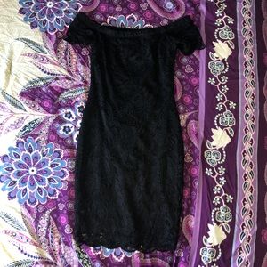 Black lace mini dress